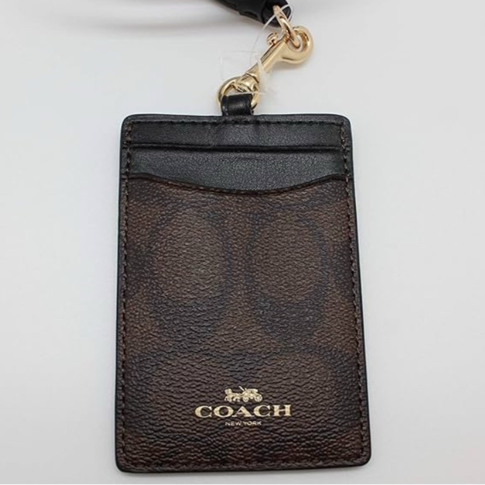 Coach Authentic Signature PVC Lanyard ID Badge Card Holder (Brown/Black) - Picture 6 of 11
